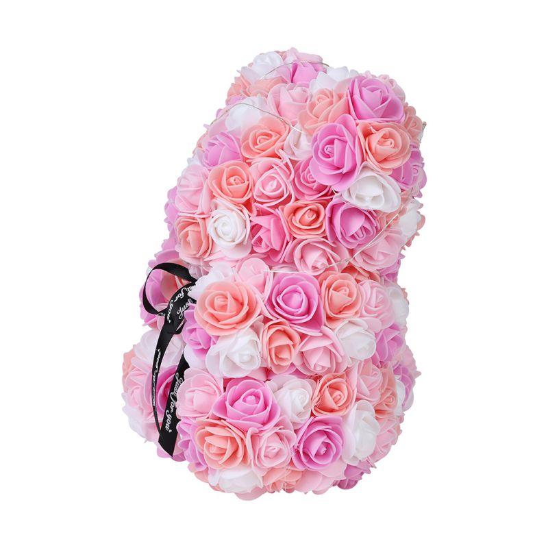 LED Hand Made Rose Teddy Flower Bear For Valentines Day Birthday Gift 25/40cm US 